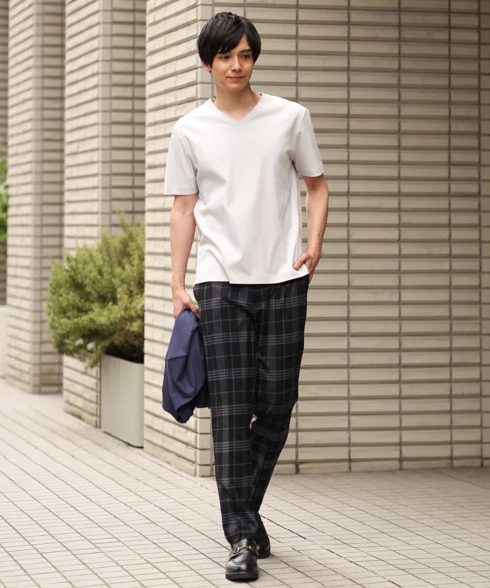 KHKHP41029 a.v.v MEN(アー・ヴェ・ヴェ) 【S-XXL/多機能】シルケットスムースVネックカットソー ライトグレー