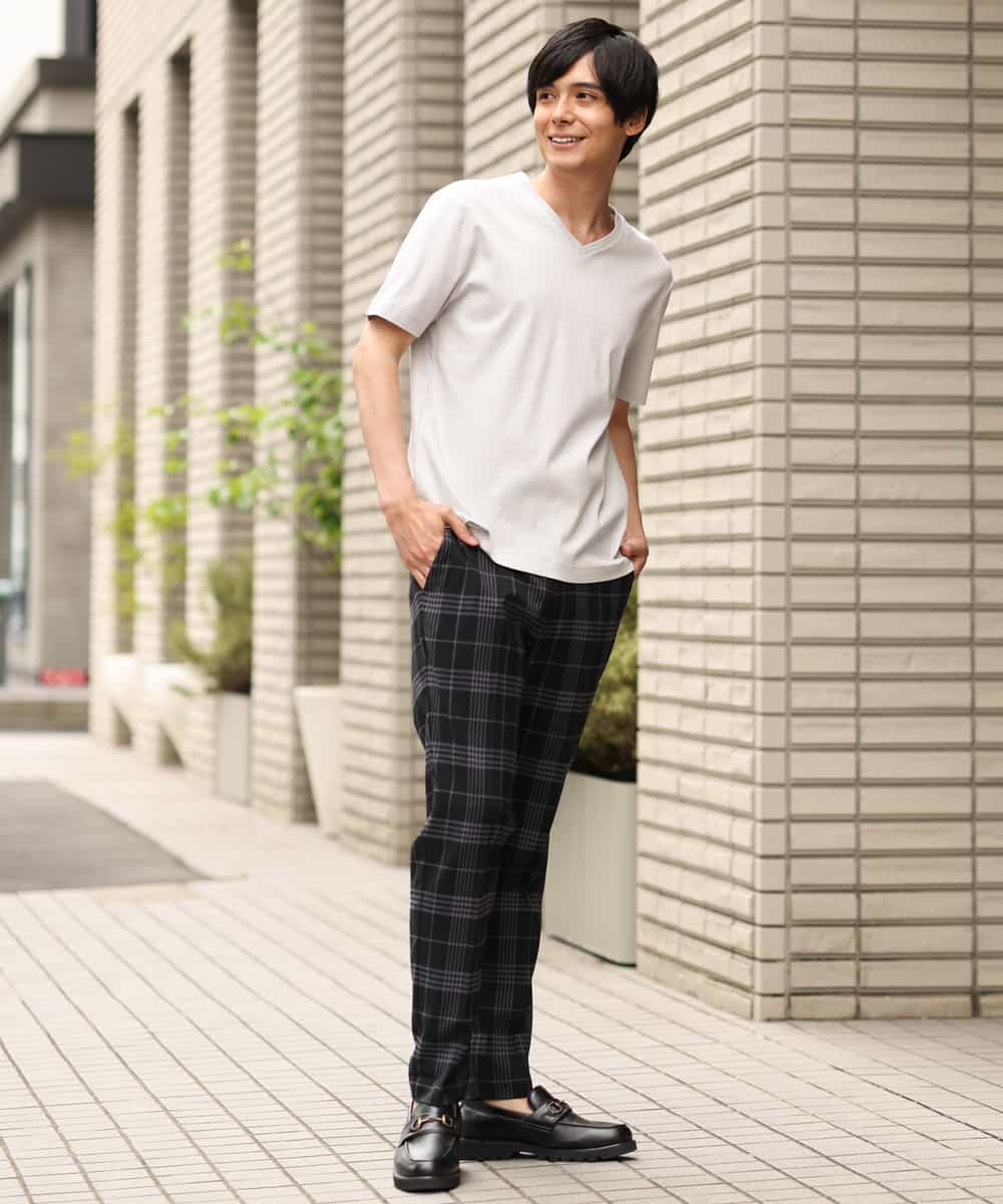 KHKHP41029 a.v.v MEN(アー・ヴェ・ヴェ) 【S-XXL/多機能】シルケットスムースVネックカットソー ライトグレー