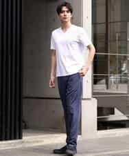 KHKHP41029 a.v.v MEN(アー・ヴェ・ヴェ) 【S-XXL/多機能】シルケットスムースVネックカットソー ライトグレー
