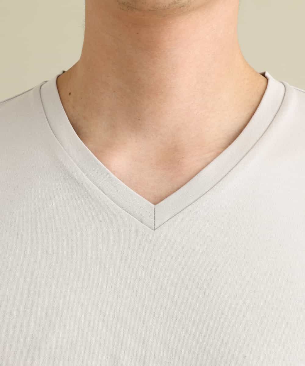 KHKHP41029 a.v.v MEN(アー・ヴェ・ヴェ) 【S-XXL/多機能】シルケットスムースVネックカットソー ライトグレー