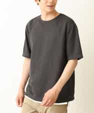 KHKHP72039 a.v.v MEN(アー・ヴェ・ヴェ) 【S-XXL/2SET】ライトアゼダブルフェイスレイヤードカットソー ダークグレー
