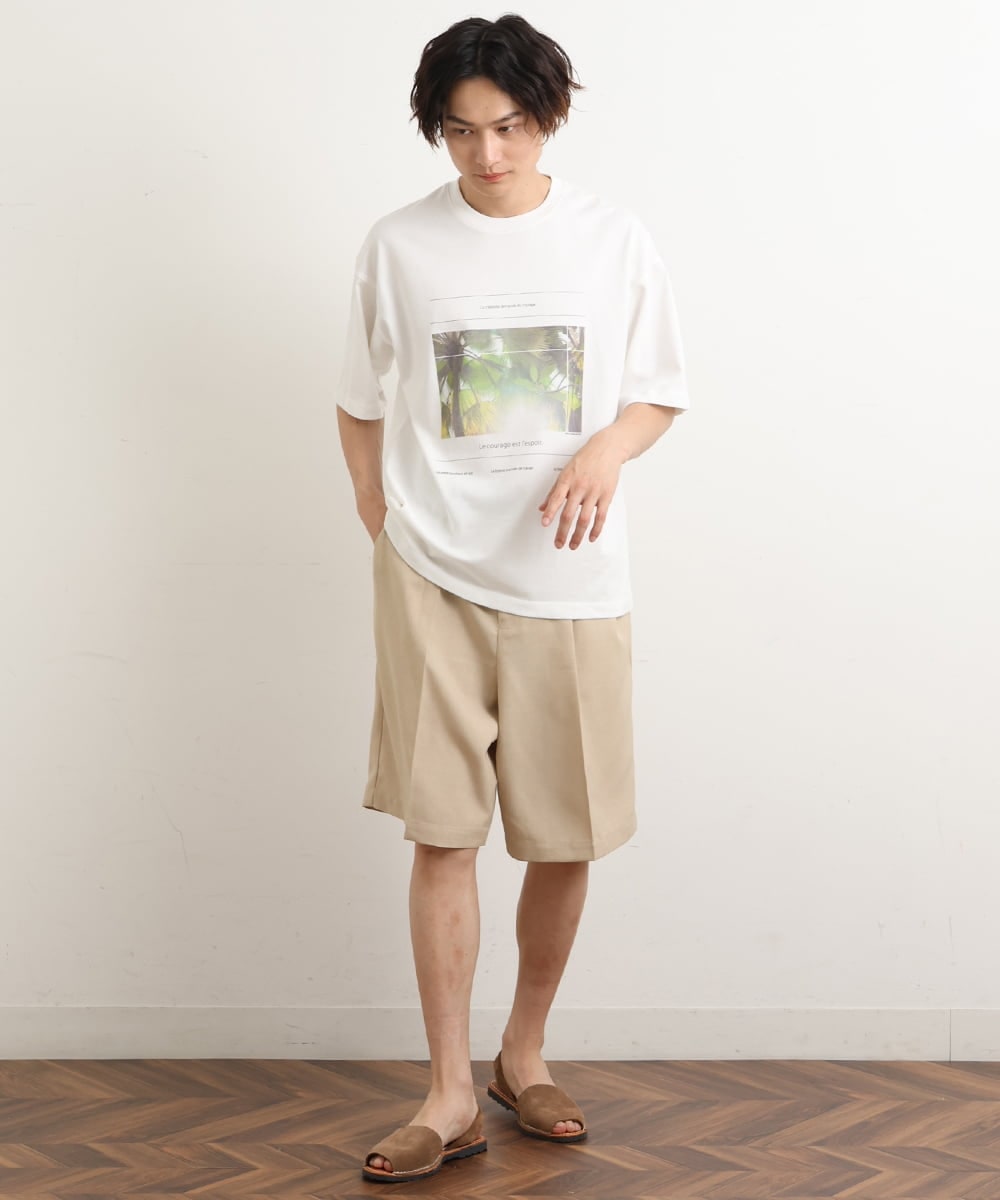 KHKHS11044 a.v.v MEN(アー・ヴェ・ヴェ) 【フォトグラファーコラボ】ボタニカルワイドシルエットTシャツ ピンク