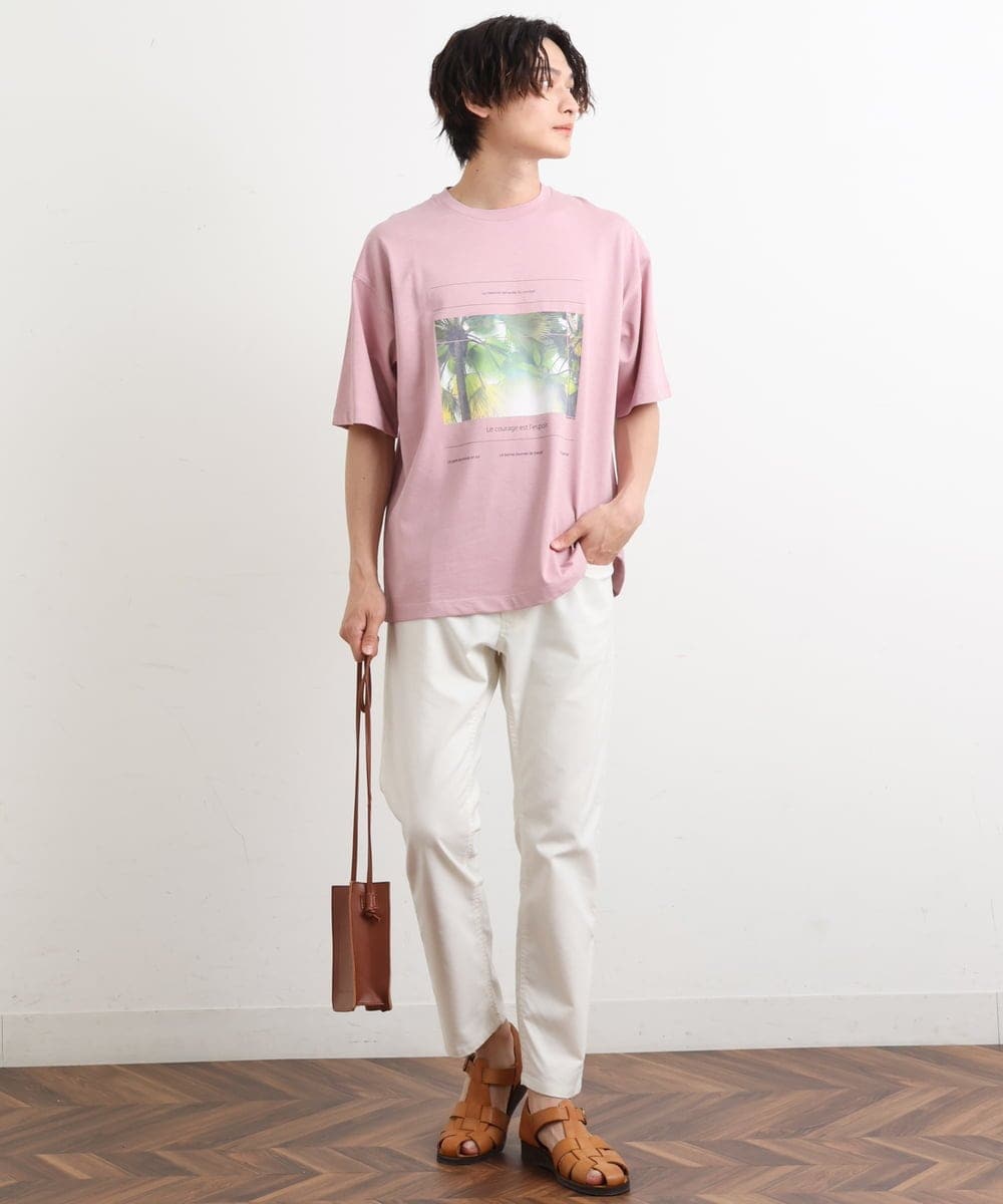 KHKHS11044 a.v.v MEN(アー・ヴェ・ヴェ) 【フォトグラファーコラボ】ボタニカルワイドシルエットTシャツ ピンク