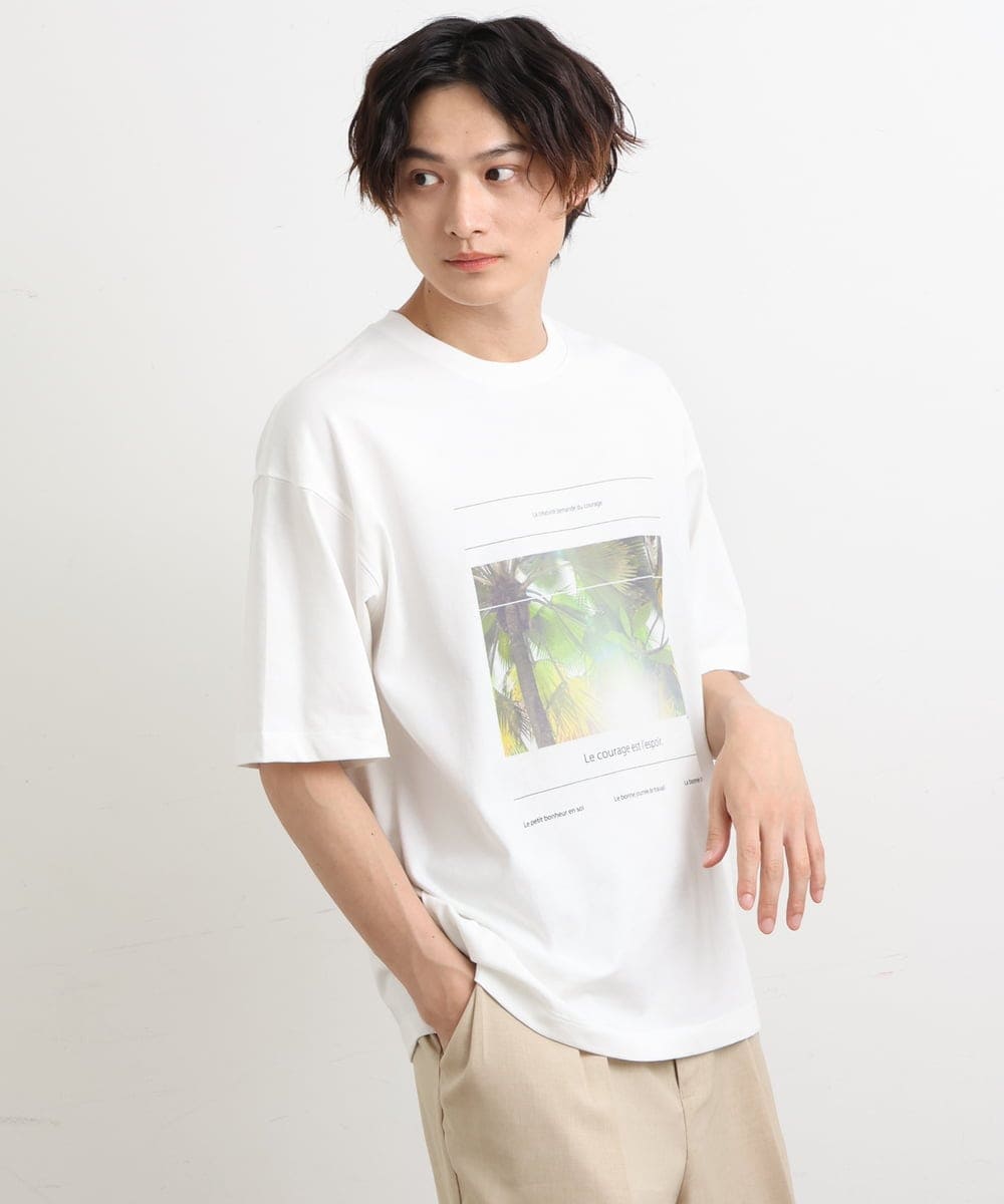 KHKHS11044 a.v.v MEN(アー・ヴェ・ヴェ) 【フォトグラファーコラボ】ボタニカルワイドシルエットTシャツ ピンク