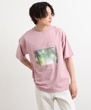 KHKHS11044 a.v.v MEN(アー・ヴェ・ヴェ) 【フォトグラファーコラボ】ボタニカルワイドシルエットTシャツ ピンク