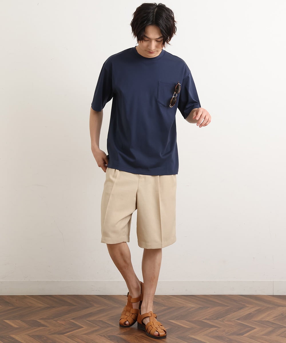 KHKHS40034 a.v.v MEN(アー・ヴェ・ヴェ) 【接触冷感/S-XXL】シルケットスムースワイドシルエットTシャツ グリーン