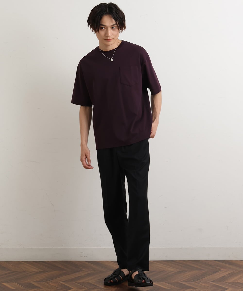 KHKHS40034 a.v.v MEN(アー・ヴェ・ヴェ) 【接触冷感/S-XXL】シルケットスムースワイドシルエットTシャツ グリーン