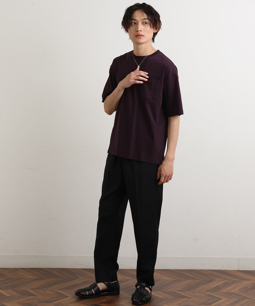 KHKHS40034 a.v.v MEN(アー・ヴェ・ヴェ) 【接触冷感/S-XXL】シルケットスムースワイドシルエットTシャツ グリーン