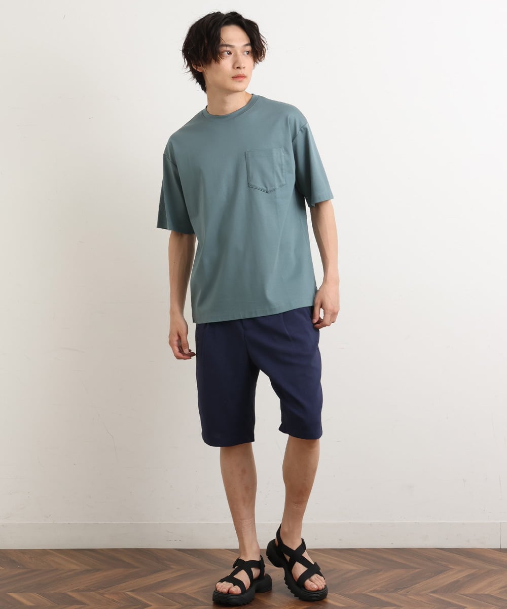 KHKHS40034 a.v.v MEN(アー・ヴェ・ヴェ) 【接触冷感/S-XXL】シルケットスムースワイドシルエットTシャツ グリーン