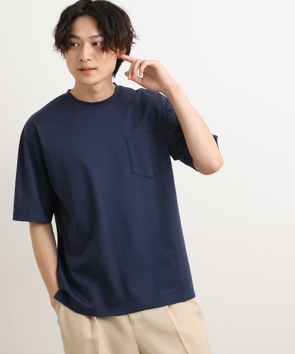 KHKHS40034 a.v.v MEN(アー・ヴェ・ヴェ) 【接触冷感/S-XXL】シルケットスムースワイドシルエットTシャツ グリーン