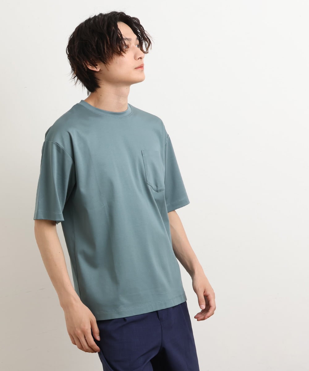 KHKHS40034 a.v.v MEN(アー・ヴェ・ヴェ) 【接触冷感/S-XXL】シルケットスムースワイドシルエットTシャツ グリーン