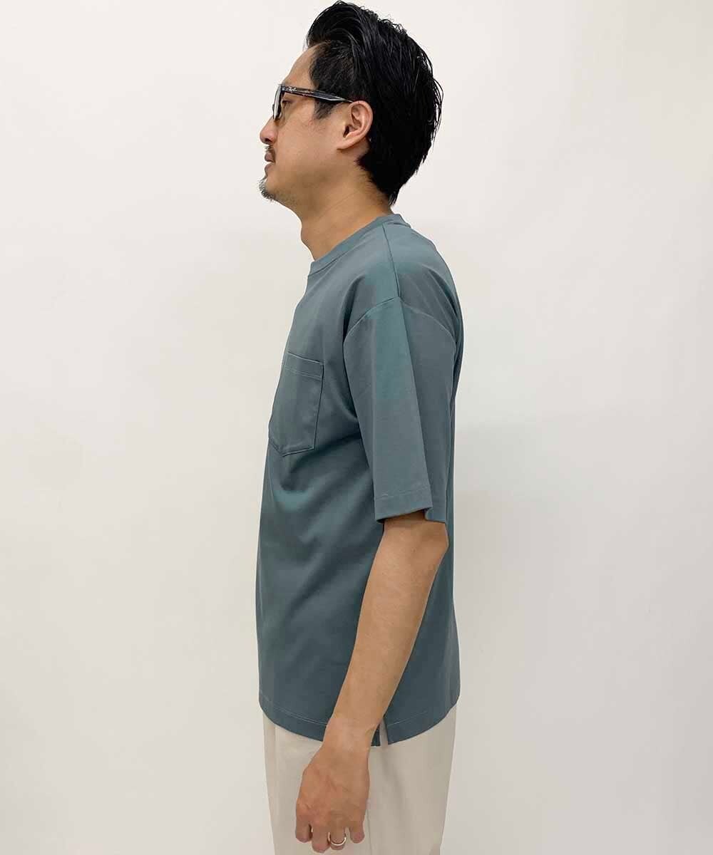 KHKHS40034 a.v.v MEN(アー・ヴェ・ヴェ) 【接触冷感/S-XXL】シルケットスムースワイドシルエットTシャツ グリーン