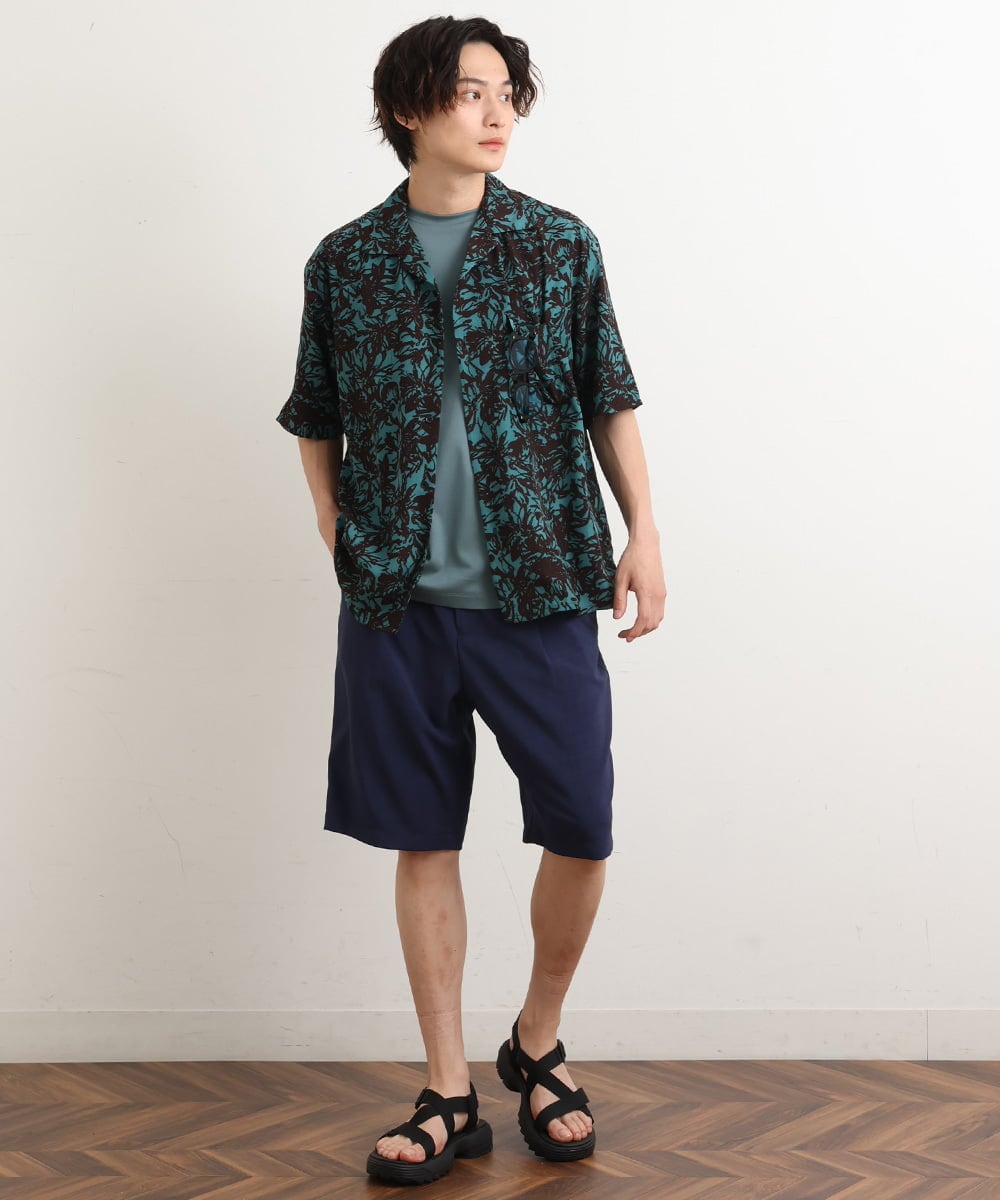 KHKHS40034 a.v.v MEN(アー・ヴェ・ヴェ) 【接触冷感/S-XXL】シルケットスムースワイドシルエットTシャツ グリーン