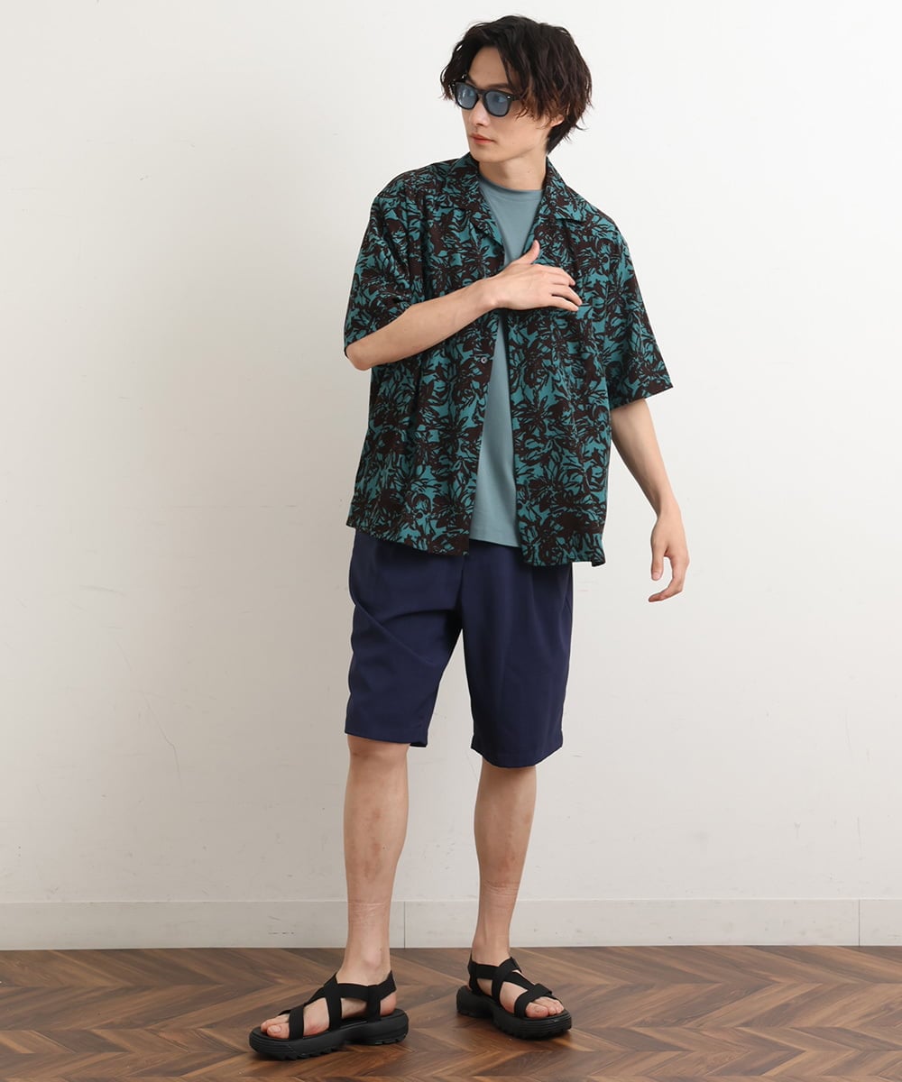 KHKHS40034 a.v.v MEN(アー・ヴェ・ヴェ) 【接触冷感/S-XXL】シルケットスムースワイドシルエットTシャツ グリーン
