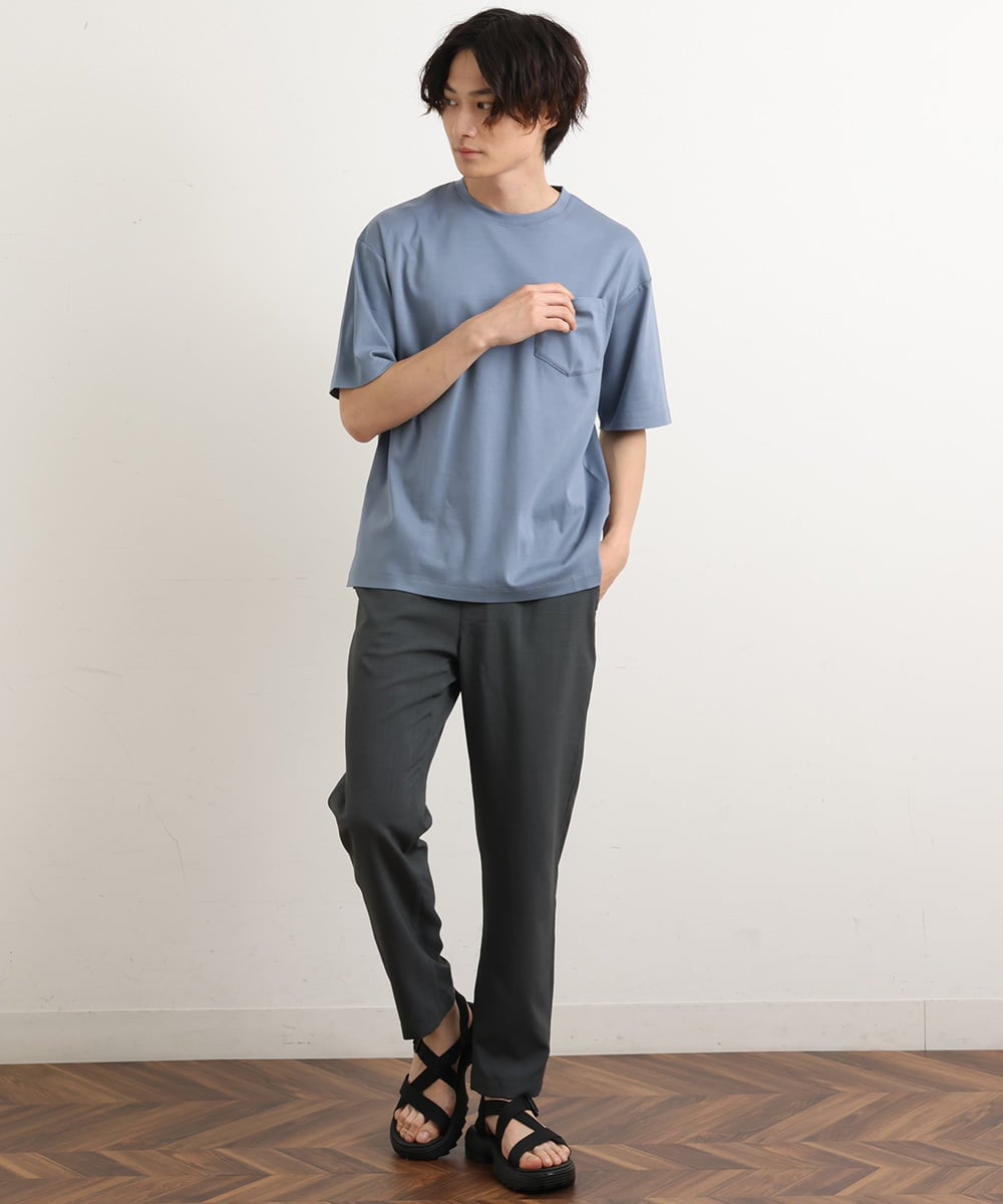 KHKHS40034 a.v.v MEN(アー・ヴェ・ヴェ) 【接触冷感/S-XXL】シルケットスムースワイドシルエットTシャツ グリーン