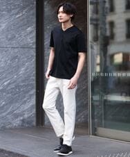 KHKHS41034 a.v.v MEN(アー・ヴェ・ヴェ) 【ジャケイン/接触冷感】シルケットスムースVネックTシャツ ライトグレー