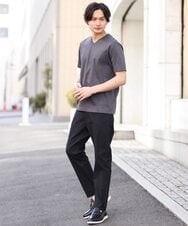 KHKHS41034 a.v.v MEN(アー・ヴェ・ヴェ) 【ジャケイン/接触冷感】シルケットスムースVネックTシャツ ライトグレー