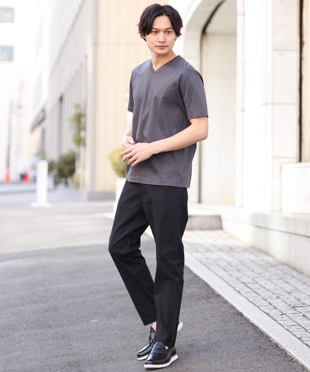 KHKHS41034 a.v.v MEN(アー・ヴェ・ヴェ) 【ジャケイン/接触冷感】シルケットスムースVネックTシャツ ライトグレー