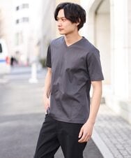 KHKHS41034 a.v.v MEN(アー・ヴェ・ヴェ) 【ジャケイン/接触冷感】シルケットスムースVネックTシャツ ライトグレー