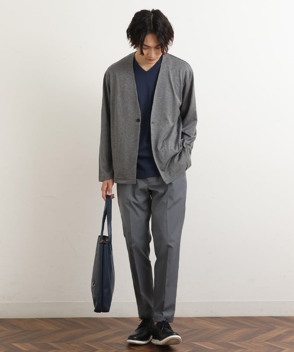 KHKHS41034 a.v.v MEN(アー・ヴェ・ヴェ) 【ジャケイン/接触冷感】シルケットスムースVネックTシャツ ライトグレー