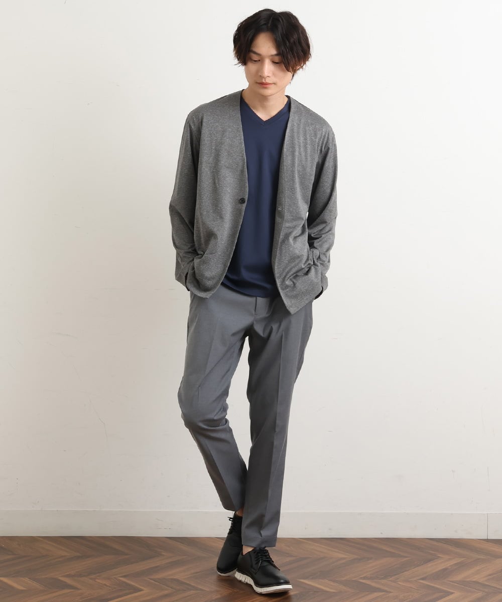 KHKHS41034 a.v.v MEN(アー・ヴェ・ヴェ) 【ジャケイン/接触冷感】シルケットスムースVネックTシャツ ライトグレー