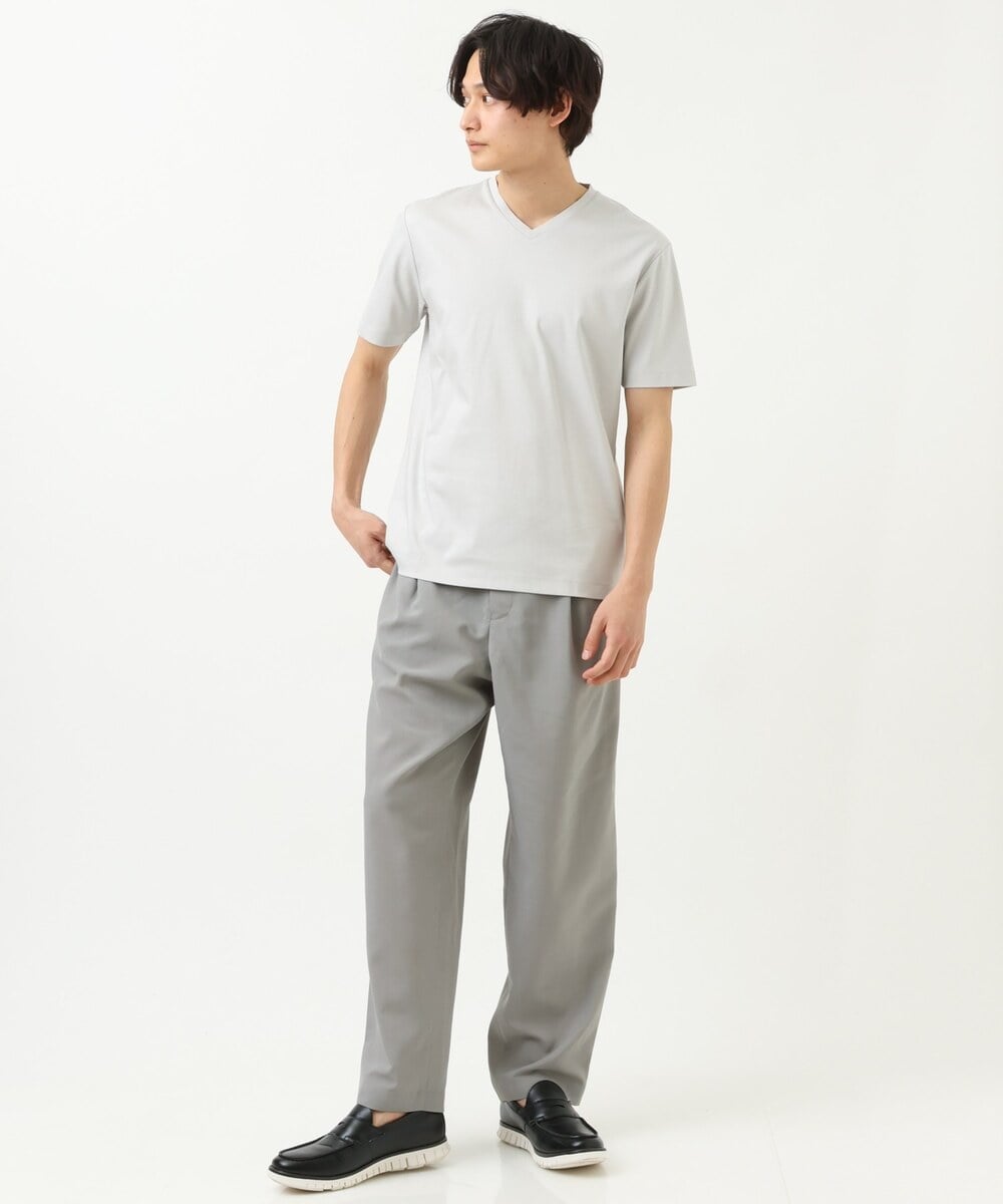 KHKHS41034 a.v.v MEN(アー・ヴェ・ヴェ) 【ジャケイン/接触冷感】シルケットスムースVネックTシャツ ライトグレー