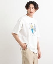 KHKHS61044 a.v.v MEN(アー・ヴェ・ヴェ) 【イラストレーターコラボ】フロントプリントTシャツ ホワイト