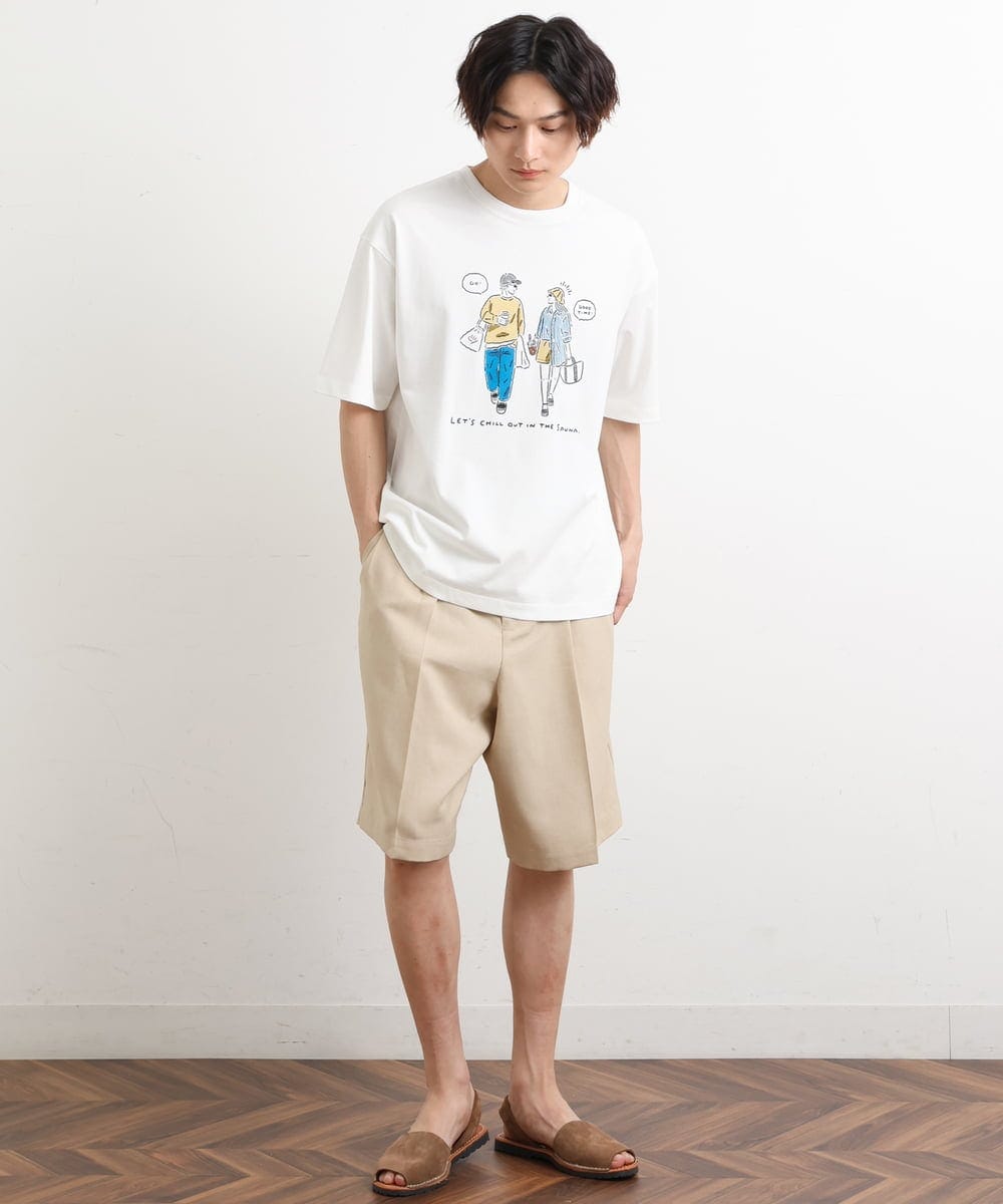 KHKHS61044 a.v.v MEN(アー・ヴェ・ヴェ) 【イラストレーターコラボ】フロントプリントTシャツ ホワイト