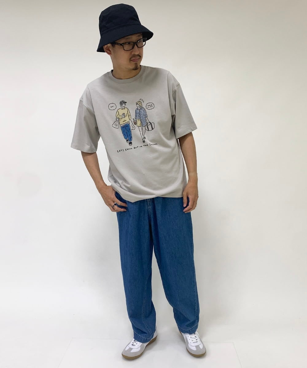 KHKHS61044 a.v.v MEN(アー・ヴェ・ヴェ) 【イラストレーターコラボ】フロントプリントTシャツ ホワイト