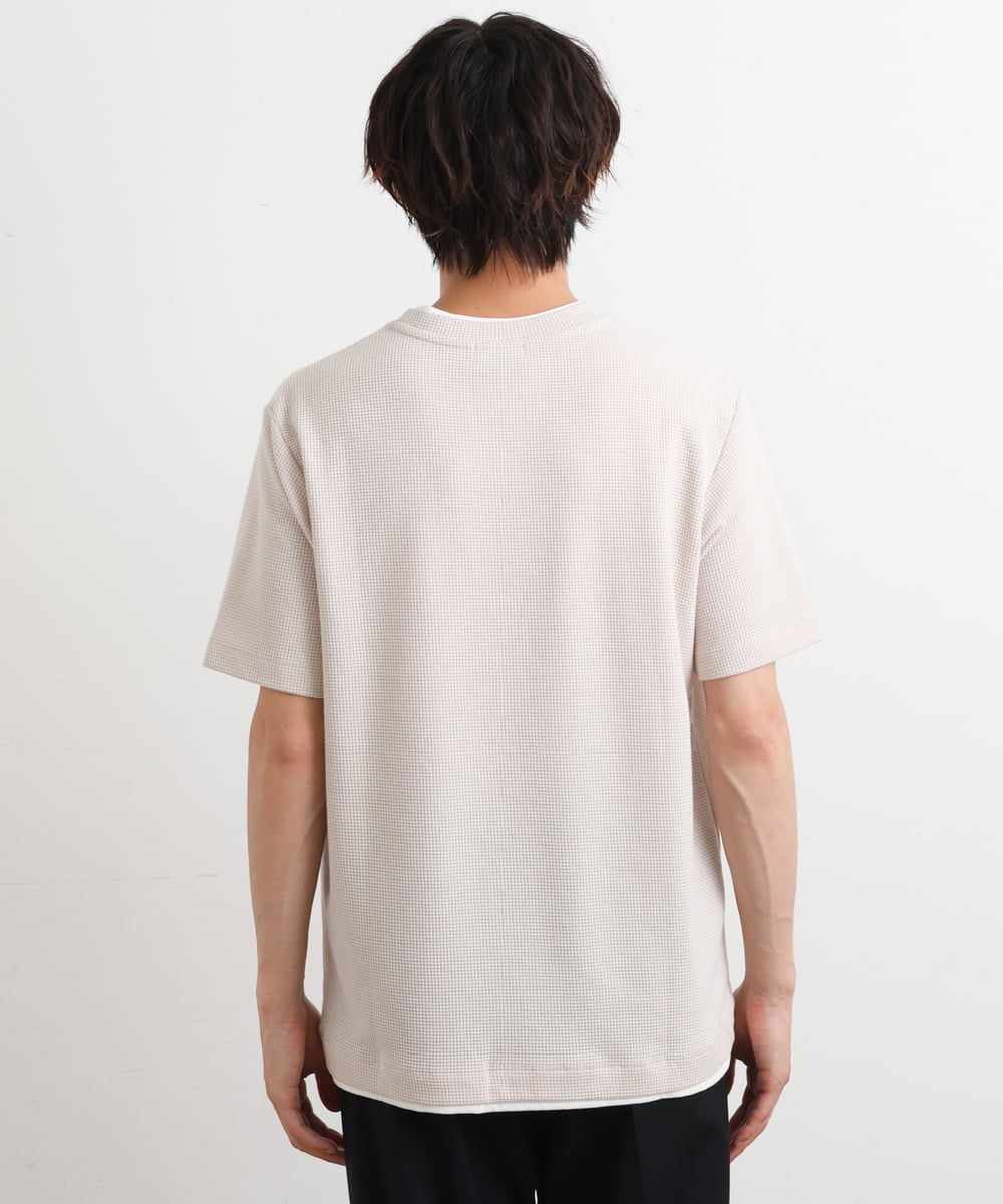 KHKHS79039 a.v.v MEN(アー・ヴェ・ヴェ) 【S-XXL】ワッフルフェイクレイヤードカットソー アイボリー