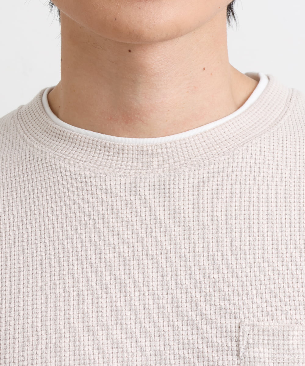 KHKHS79039 a.v.v MEN(アー・ヴェ・ヴェ) 【S-XXL】ワッフルフェイクレイヤードカットソー アイボリー
