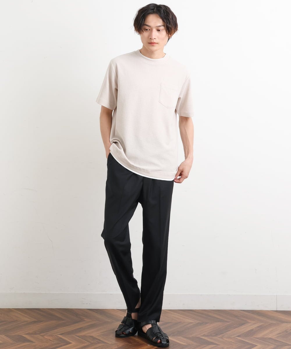 KHKHS79039 a.v.v MEN(アー・ヴェ・ヴェ) 【S-XXL】ワッフルフェイクレイヤードカットソー アイボリー