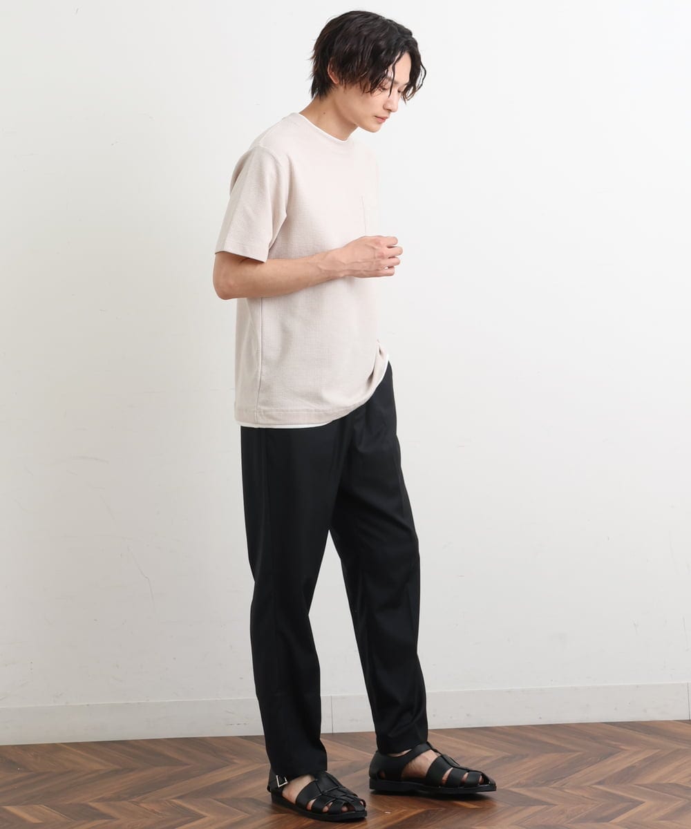 KHKHS79039 a.v.v MEN(アー・ヴェ・ヴェ) 【S-XXL】ワッフルフェイクレイヤードカットソー アイボリー