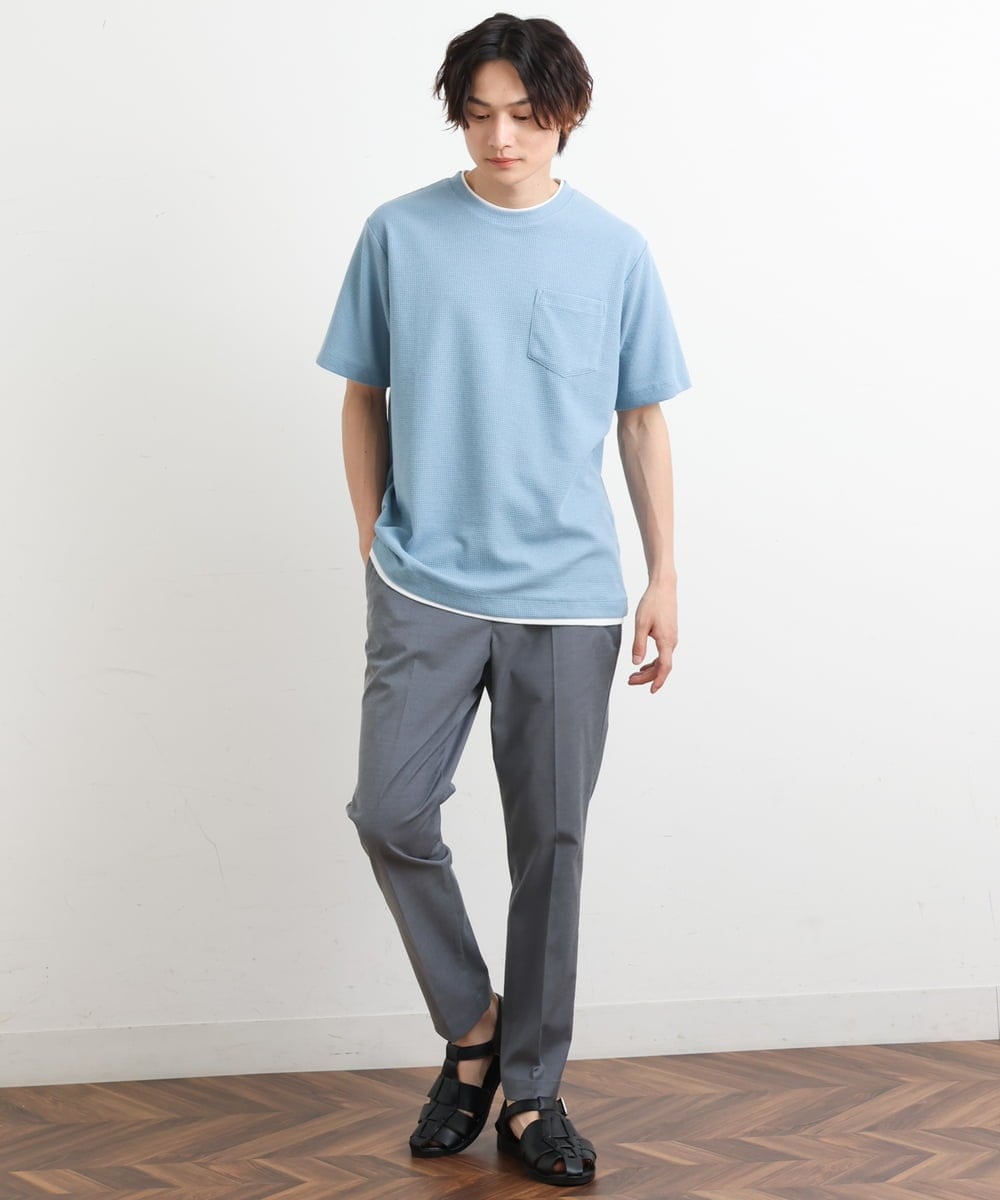 KHKHS79039 a.v.v MEN(アー・ヴェ・ヴェ) 【S-XXL】ワッフルフェイクレイヤードカットソー アイボリー