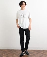 KHKHS83034 a.v.v MEN(アー・ヴェ・ヴェ) 【接触冷感】デザインロゴプリントセミワイドTシャツ ホワイト