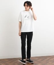 KHKHS83034 a.v.v MEN(アー・ヴェ・ヴェ) 【接触冷感】デザインロゴプリントセミワイドTシャツ ホワイト