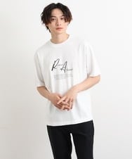 KHKHS83034 a.v.v MEN(アー・ヴェ・ヴェ) 【接触冷感】デザインロゴプリントセミワイドTシャツ ホワイト