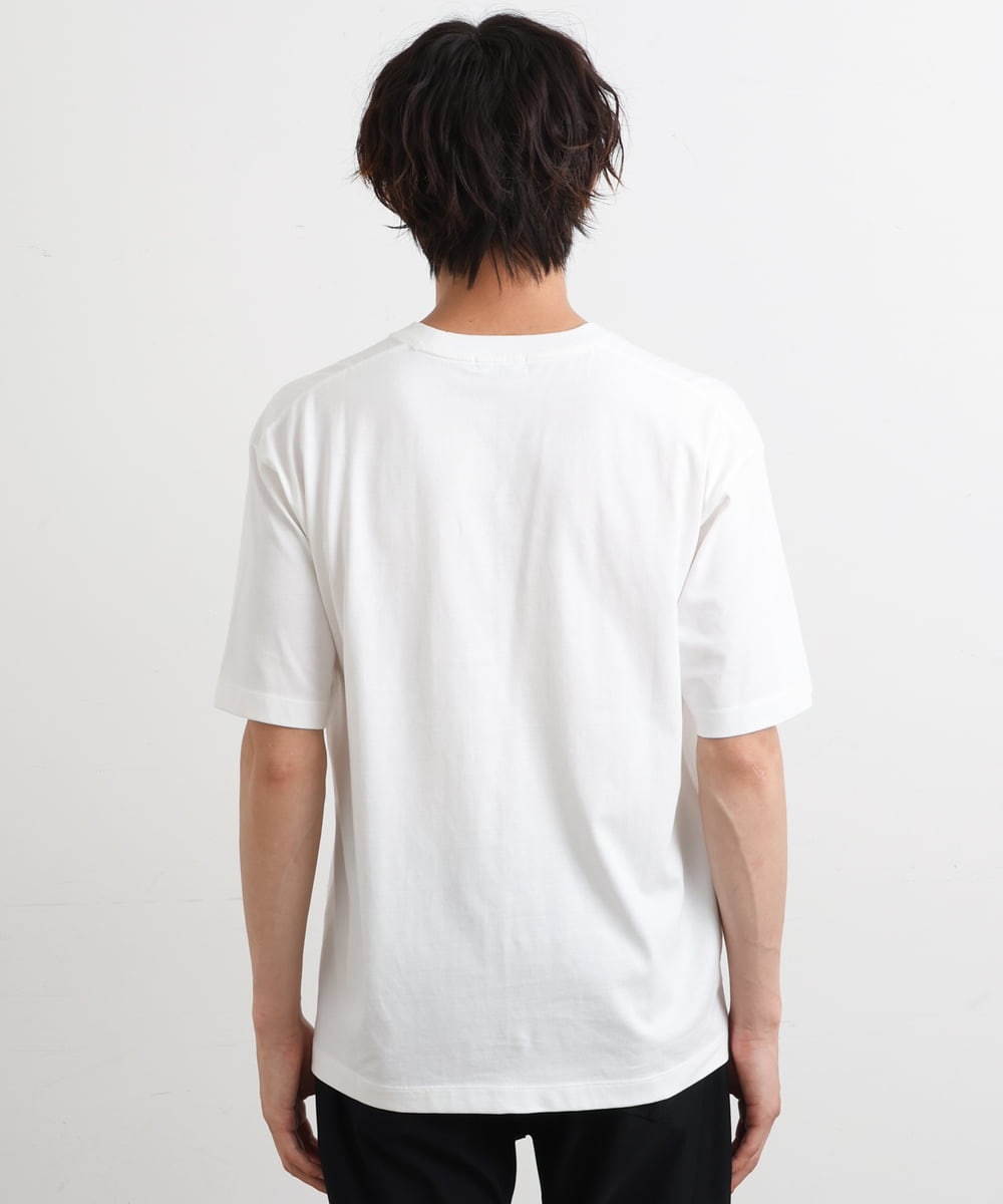 KHKHS83034 a.v.v MEN(アー・ヴェ・ヴェ) 【接触冷感】デザインロゴプリントセミワイドTシャツ ホワイト