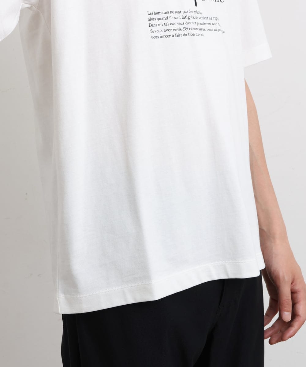 KHKHS83034 a.v.v MEN(アー・ヴェ・ヴェ) 【接触冷感】デザインロゴプリントセミワイドTシャツ ホワイト