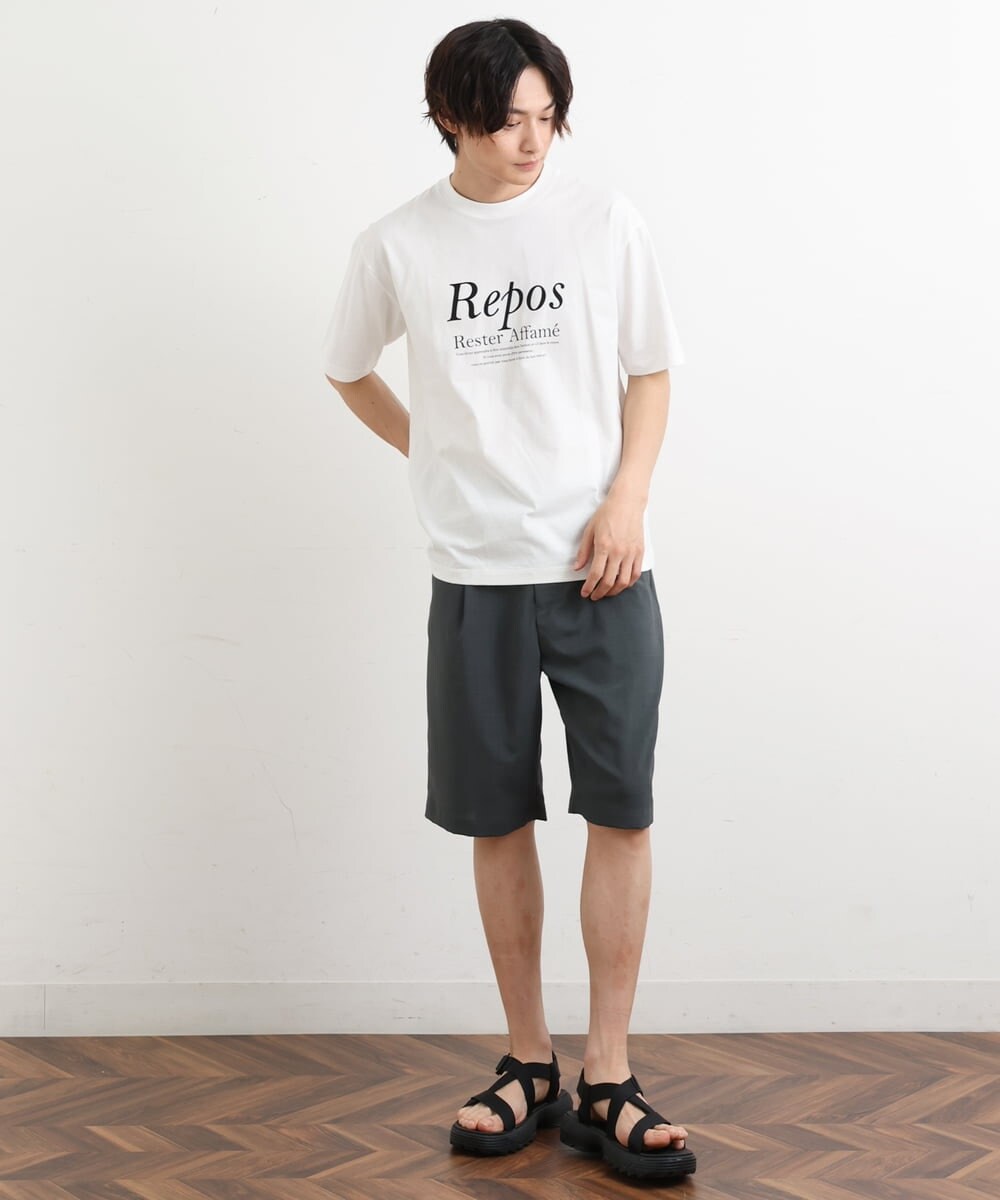 KHKHS84034 a.v.v MEN(アー・ヴェ・ヴェ) 【接触冷感】フレンチロゴプリントセミワイドTシャツ ホワイト