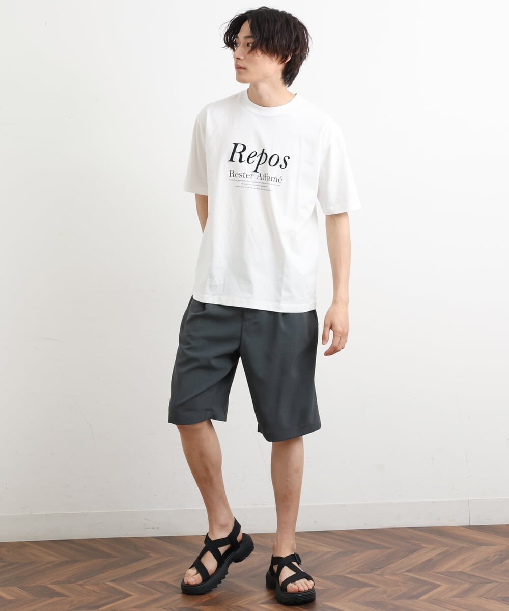 KHKHS84034 a.v.v MEN(アー・ヴェ・ヴェ) 【接触冷感】フレンチロゴプリントセミワイドTシャツ ホワイト