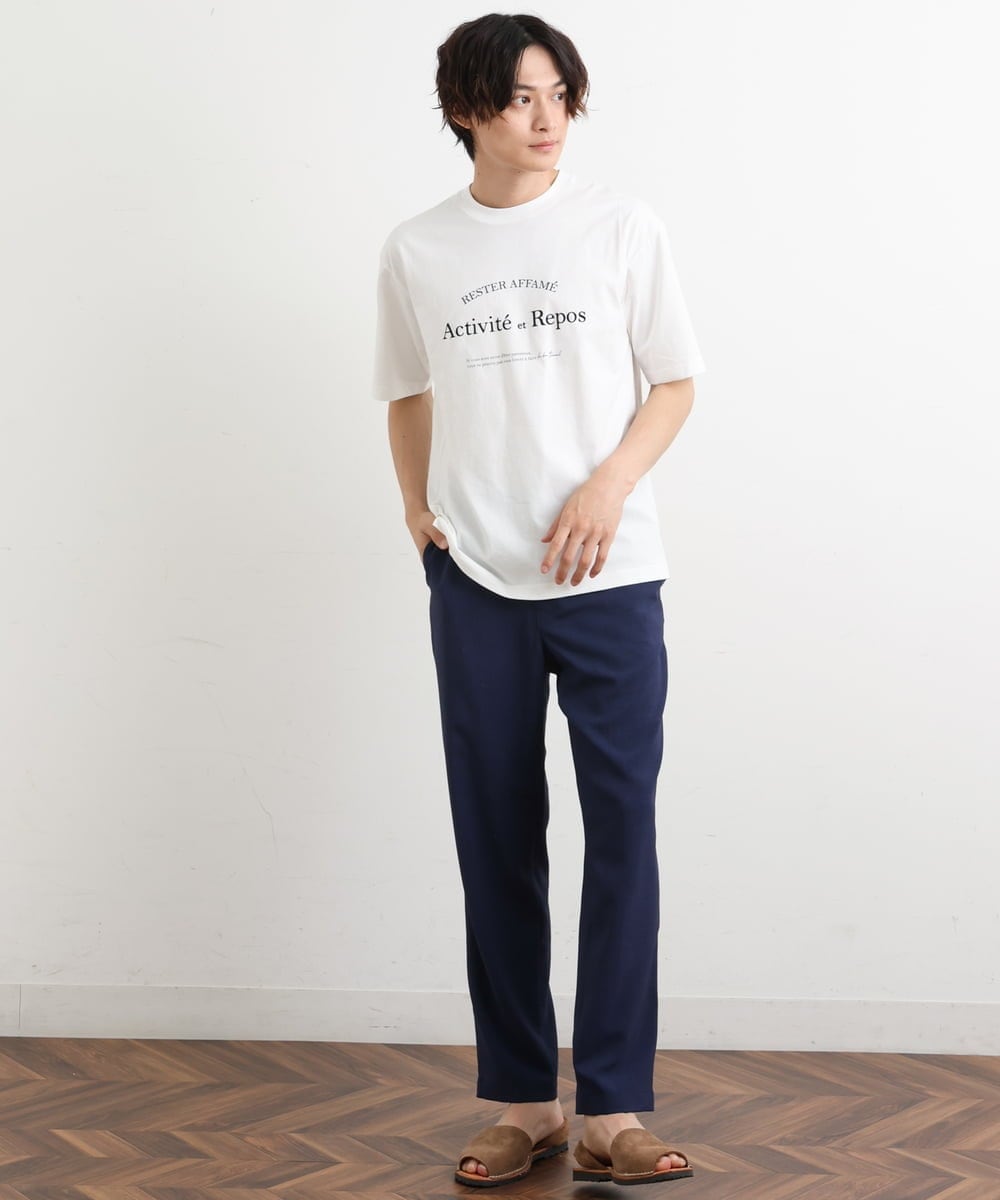 KHKHS85034 a.v.v MEN(アー・ヴェ・ヴェ) 【接触冷感】ラウンドロゴプリントセミワイドTシャツ ホワイト