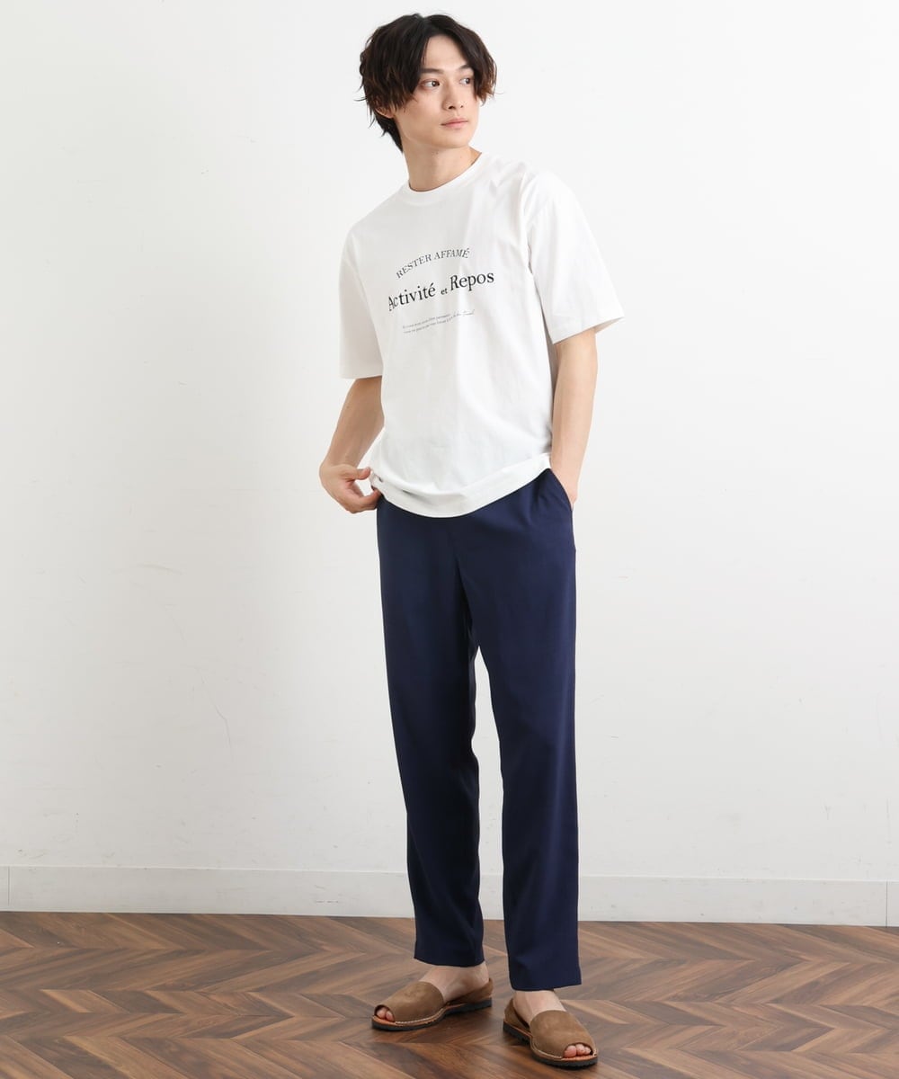 KHKHS85034 a.v.v MEN(アー・ヴェ・ヴェ) 【接触冷感】ラウンドロゴプリントセミワイドTシャツ ホワイト