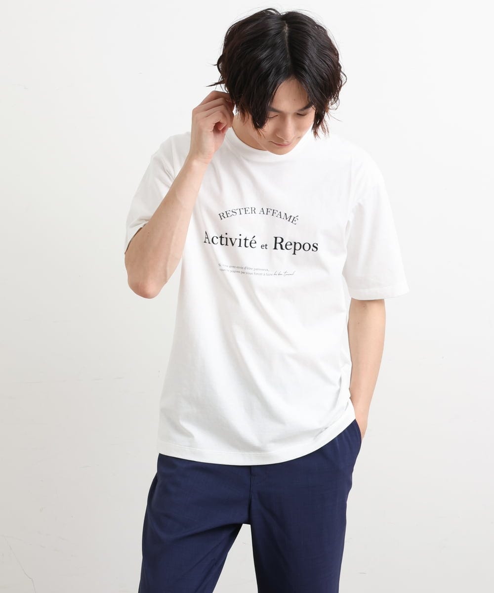 KHKHS85034 a.v.v MEN(アー・ヴェ・ヴェ) 【接触冷感】ラウンドロゴプリントセミワイドTシャツ ホワイト