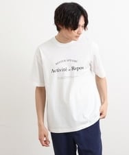 KHKHS85034 a.v.v MEN(アー・ヴェ・ヴェ) 【接触冷感】ラウンドロゴプリントセミワイドTシャツ ホワイト