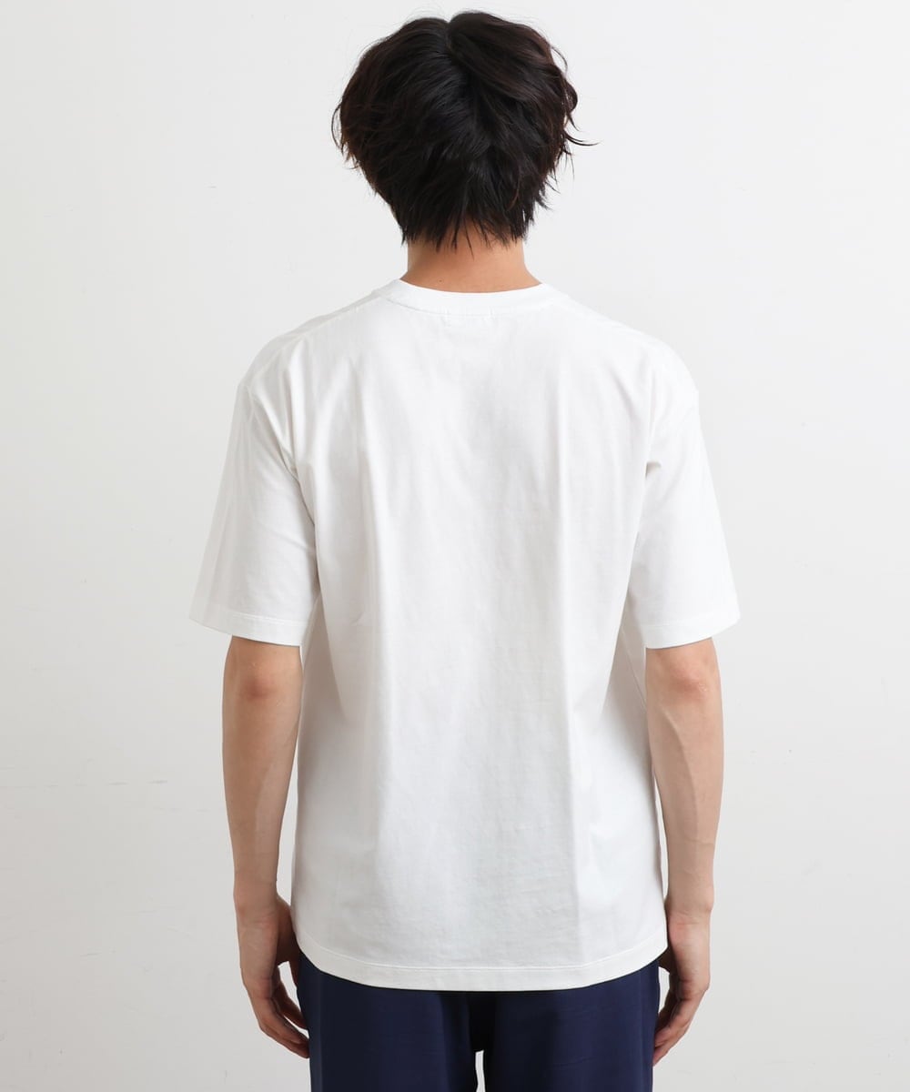 KHKHS85034 a.v.v MEN(アー・ヴェ・ヴェ) 【接触冷感】ラウンドロゴプリントセミワイドTシャツ ホワイト