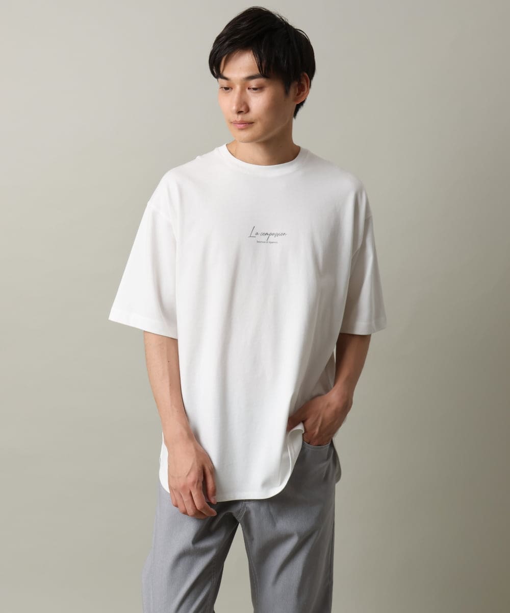 KHKHV10044 a.v.v MEN(アー・ヴェ・ヴェ) 【HIDEYUKI SUTO×a.v.vコラボ】フォトプリントロングシルエットTシャツ ライトグレー