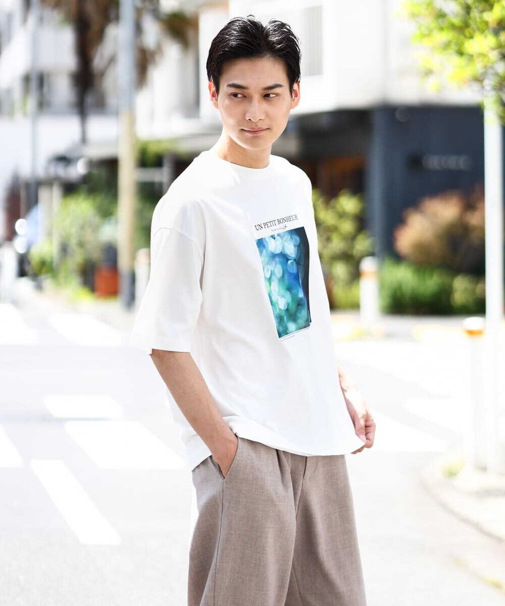 KHKHV11044 a.v.v MEN(アー・ヴェ・ヴェ) 【HIDEYUKI SUTO×a.v.vコラボ】フォトプリントワイドシルエットTシャツ ブラック