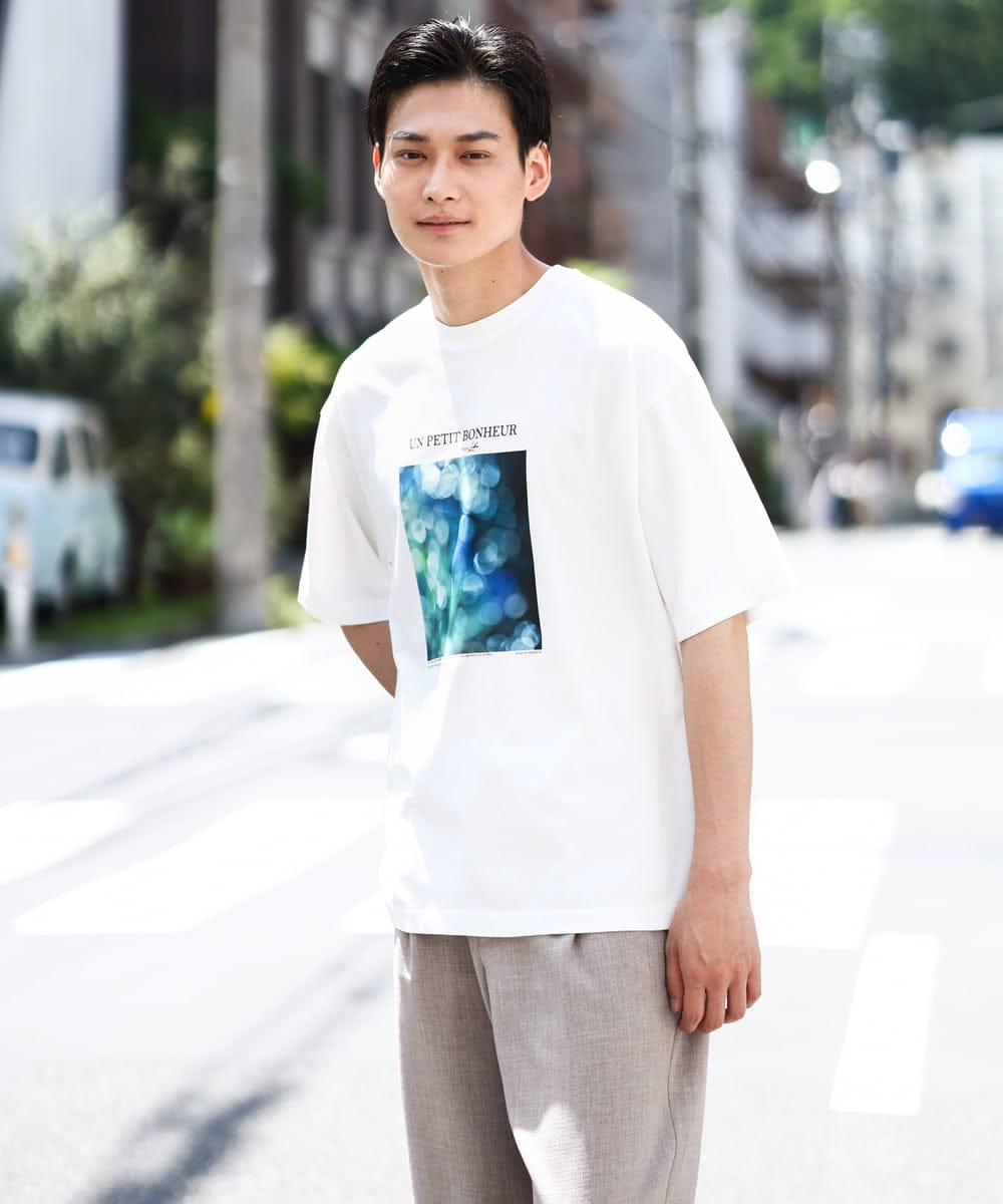 KHKHV11044 a.v.v MEN(アー・ヴェ・ヴェ) 【HIDEYUKI SUTO×a.v.vコラボ】フォトプリントワイドシルエットTシャツ ブラック