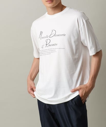 KHKHV12034 a.v.v MEN 【接触冷感】ロゴプリントセミワイドシルエットTシャツ